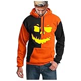 AWDX 2021 Unisex Hoodie Grafik Halloween Kostüm Damen Herren Hooded Langarm Sweatshirts mit Brusttasche Casual Lose 3D Druck Printed Kürbis Pullover Kapuzenpullover für Festlich Party Herbst W