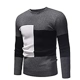Xenwang Herren Farbabstimmung Mode Gestrickter Rundhals Pullover Pullover Europäische und Amerikanische Trend Persönlichkeit Lässig Allgleiches Pullover L