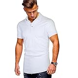 T-Shirt Herren Basic Knopfleiste Kent-Kragen Herren Polosshirt Sommer Atmungsaktiv Einfarbig Kurzarm Herren Shirt Komfortabel Business Herren Freizeitshirt K-White L