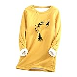 Zilosconcy Weihnachtspullover Damen Baumwolle Weihnachtspulli Baumwolle Casual Langarm Hoodie Mit Weihnachtsdruck Kapuzenpullover Lang Strickpullover Ugly Christmas Sw