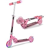 WeSkate Scooter Roller Kinder - Big Wheel Foldable Kick Scooters für Mädchen und Jungen über 3 Jahren, weiches Schieben, Verstellbarer Griff, Roller mit LED Light Up PU-Rädern,