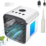 Portable Air Cooler Luftkühler, USB Tragbare Mobile Klimageräter - 3 in 1 Mini klimaanlage und Luftreiniger, Tischklimaanlage Ventilator, Leakproof, New Filter Pap