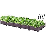 LJ Garten Hochbeet Kunststoff, Indoor Outdoor Pflanzkasten Container, Einfache Montage, Perfekt für frisches Gemüse, Kräuter, Blumen & Sukk