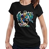 VINTRO Neymar Barcelona FC Damen T-Shirt Original Portrait von Sidney Maurer Professionell bedruckt Gr. XXL, Schw