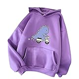 Übergroßer süßer Kapuzenpullover für Teenager Mädchen Pullover Frauen einfarbig Sweatshirts Damen Übergröße Langarm Tops Kapuzenpullover Casual, A5_Violett, 38