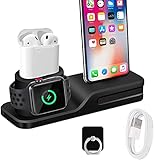 Wonsidary 3 in 1 Handy Halter Silikon Ladestation Dock Station mit Ringständer und Kabel für Apple Watch 5/4/3/2 Airpods 2/1 und iPhone 11/11Pro/11ProMax/XS/XS Max/XR/X/8/8Plus/7/7 Plus/6/6s Plus/5s/5