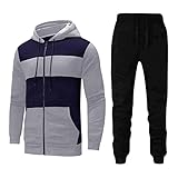 Herren Trainingsanzug Sportanzug , Männer Jogginganzug Fitness Streetwear Tracksuit Jogginghose Hoodie-Sporthose Sportkleidung Jogging , Men Casual Colorblock Sport Jacke Anzug Hoodie und Hose 2 S