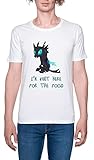 I'm Just Here for The Food Herren T-Shirt Weißer Rundhals Leichtes Lässiges Kurzarm Men's White Crew Neck Casual Short Sleeves XS