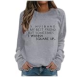LIEIKIC Damen Sweatshirt Langarmshirt Briefdruck Pullover Herbst Winter Bluse Tops Ob