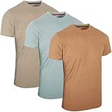 FULL TIME SPORTS® 3Er Pack Herren Rundhals-T-Shirts-Lagune-Stone-Bräunen, XX Larg