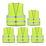 FEimaX 5 Stück Warnwesten Hohe Sichtbarkeit Sicherheitswesten Auto für Herren Damen 360 Grad Reflektierendes Warnweste Gelb Security Weste für Radfahren Laufen M
