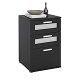 CARO-Möbel Nachttisch für Boxspringebtt Nachtschrank Nachtkommode MARIKE in schwarz, mit 3 Schub