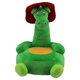 Sweety Toys 10035 GRISU Plüsch Sitzkissen Kinder Baby Sitzsack Hocker Drache Feuerwehrmaskottchen - 2 in 1 Produkt: Sitzkissen und Steckenp