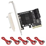 PCIe SATA Card 5 Port, PCI-E to SATA Expansion Card,6Gbps PCI-E (2X 4X 8X 16X) SATA 3.0 Controller Card for Windows10/8/7/XP/Vista/Linux,Support SSD and HDD (5 Port)