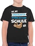 Schulkind Einschulung und Schulanfang - Bye, Bye Kindergarten ich hänge jetzt in der Schule ab! - 140 (9/11 Jahre) - Schwarz - t Shirt Schule - F130K - Kinder Tshirts und T-Shirt für Jung