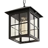 Mengjay E27 Hängelampen Außen Pendelleuchte Schwarz Retro IP44 Decken Vintage Industrielle Eisen Deckenbeleuchtung Regendichte Wasserdichte Pavillon Villa Loft Kronleuchter Aussenleuchte (B)