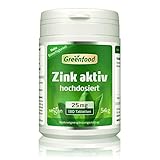 Zink aktiv, 25 mg, hochdosiert, 180 Tabletten, vegan – optimale Verfügbarkeit. Stärkt die Abwehrkräfte und hilft beim Abnehmen. OHNE künstliche Zusätze. Ohne Gentechnik