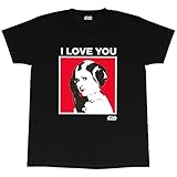 Star Wars Prinzessin Leia Ich Liebe Dich Valentinstag Herren-T-Shirt Schwarz XXL | Geschenk-Idee für Ihn Ehemann F