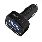 Timetided 4-in-1-Dual-USB-Autoladegerät Digitale LED-Anzeige DC 5V 3.1A Universaladapter mit Spannungstemperatur S