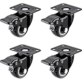 WAOUY Lenkrollen Für Möbel Heavy Duty 50MM Schwenkplatte, Die Laufrollen Für Möbel Bewegt PVC- Lenkrolle Mit Feststellbremse Transportrollen Mit Schwenkplatte 4 STÜCK (Color : F)