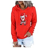 Christmas Hoodies Damen Hoodies Weihnachten Sweatshirt mit Kapuze Hoodie Pulli Damen Farbblock Sweatshirt Neu Heiß Einkaufen Pullover mit Kapuze Damen Kapuzenpullover Damen Schwarz Kapuzenp