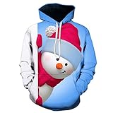 Yowablo Hoodie Herren Damen 3D Druck Kapuzenpullover Langarm Hooded Sweatshirts 3D gedruckte Weihnachtspullover (5XL,3Blau)