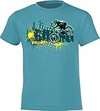 Kinder Fahrrad T-Shirt: Biking Passion - Geschenk-e Jungen & Mädchen - Radfahrer-in Mountain Bike MTB BMX Roller Rad Outdoor Junge Kind - Schule Sport Trikot Spielplatz Geburtstag (134-146)