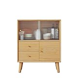 Massivholz Sideboard Einteiliger Kaffeeschrank Mit Glastür Gegen Den Wandschrank Und Weinschrank Haushalt Wohnzimmer Und Küchenschrank, 65X40x82cm,W