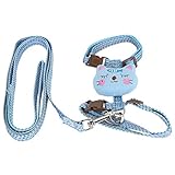 WESE Ausbruchsicheres Katzengeschirr, verstellbare, weiche Katzenweste mit Leine für Haustiere zum Gehen(Blau)