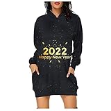 GFGHH Weihnachtskleid Damen Hoodie Langarm Sweatshirts Lässig Pullover Kleid Herbst Winter Kapuzenpullover Elegant Minikleid Knielang Blusenkleid Jumper Festliche Geschenk Xmas Partykleid F