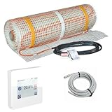 Elektrische Fußbodenheizung Komplett Set ECOFLOOR 160 W/m² mit digitalem TFT Thermostat WLAN weiss (0,5 m² - 0,5 x 1 m)
