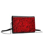 Rotes Rosenmuster Crossbody Geldbörse für Frauen Verstellbarer Riemen Klassische Leder Geldbörsen Mode Mini Schultertasche Multi Tasche mit Kartensteckp