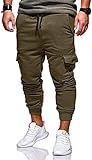 Saoye Fashion Männer Frühling Casual Retro Cargo Hose Slim Fit Volltonfarbe Workwear Fiesta Kleidung Länge Joggerhose Mit Multi Taschen (Color : Armeegrün, Einheitsgröße : 3XL)