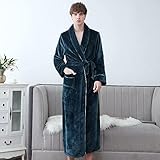 Bademäntel Winter Coral Fleece Männer Lange Robe Kimono Kleid Casual Weiches Nachthemd Badekleid Verdicken Warme Nachtwäsche Nachtwäsche Home Men Green M