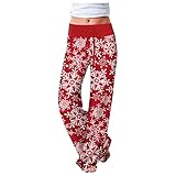 Briskorry Weihnachten Leicht Freizeithose Damen Casual Hosen Sweathose Jogginghose Damen Damen Casual Straight Pants Stretch Waist Sporthose Wide Leg Pants Sweathose Damenhosen Mit Gummib