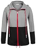 UNibelle Regenjacke Damen Windjacke Fahrrad Windbreaker Wasserdicht Outdoorjacke Grau/Schwarz XL