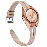 Ownaco Leder Armband Kompatibel mit Samsung Galaxy Watch 4 40mm 44mm, Frauen 20mm Echtleder Armband Ersatz für Galaxy Watch 4 Classic 42mm/Galaxy Watch 42mm/Active 2 40mm 44mm (20mm Breite, Beige)