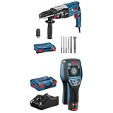 Bosch Professional Bohrhammer GBH 2-28 F (880 Watt, Bohr-Ø Beton max: 28 mm, 6tlg. Bohr-Meißel-Set, SDS-plus, in L-Case) + Ortungsgerät D-tect 120