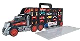 Dickie Toys 203749023 Carry Case, Truck mit Tragegriff inkl. 7 Spielzeugautos und Helikopter & Zubehör,ab 3 Jahren, 65 x 13