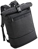 Wenter.S® Rolltop Rucksack Sportrucksack Reiserucksack für Herren schwarz Backpack mit 25L bis 30L extra S