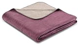 biederlack® samtig-weiche Kuschel-Decke aus Baumwolle und Dralon I Made in Germany I Öko-Tex I nachhaltig produziert I Couch-Decke Double Optic in violett-Stein I Sofa-Decke in 150x200