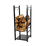 YI0877CHANG Kaminholzregal Heavy Duty Schmiedeeisen Protokoll Bin Halter Indoor Outdoor Hochleistungs-Brennholz-Log-Rack mit Holzhalter Kaminzubehö