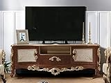 Casa Padrino Luxus Barock TV Schrank Braun/Gold - Handgefertigtes Massivholz Sideboard mit 2 Türen und Schublade - Barock Wohnzimmer Möb