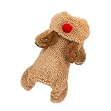 POPETPOP- Haustier Weihnachtskostüm-Weihnachten Deer Kleiner Hunde-Bekleidung Teddy Warmer Mantel Pet Winter-Custume (Brown, Größe XL)