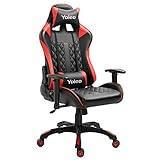 YOLEO Gaming Stuhl, bequemer Gaming Sessel 150 kg Belastbarkeit, Kunstleder PC Stuhl drehbar höhenverstellbar Gaming Chair mit Kopfstütze (Rot-Pro)