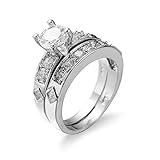 KnSam Damen Ring, Verlobungsring Damen Ringe Breit Trauring Versilbert Doppelring Silber Ehering