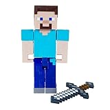 Mattel Minecraft GTP13 - Craft-A-Block, Steve, Figur aus dem Sortiment, authentischer Charakter aus dem Videospiel, Geschenk zum Sammeln für Minecraft Fans ab 6 Jahren, mehrfarbig