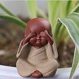 JOYOTER Keramik-Ornamente Mönch kleine Buddha-Statue Mönch Figur Yoga Mandala Tee Haustier lila Keramik Handwerk Dek