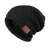 Beanie Musik Mütze Winter Cap Wireless Kopfhörer Geschenke für Männer Frauen Integriertes Mikrofon (Schwarz 2)