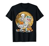 Kinder Skelett reitend Dino Mummy Retro Halloween T-S